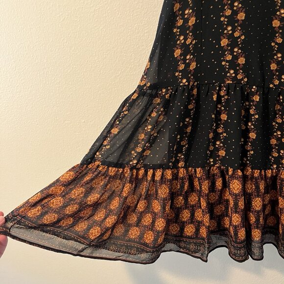 Women’s Blouse Dark Floral Romantic Fairy Whimsigoth Top Peasant Boho Cottage M - Picture 6 of 9